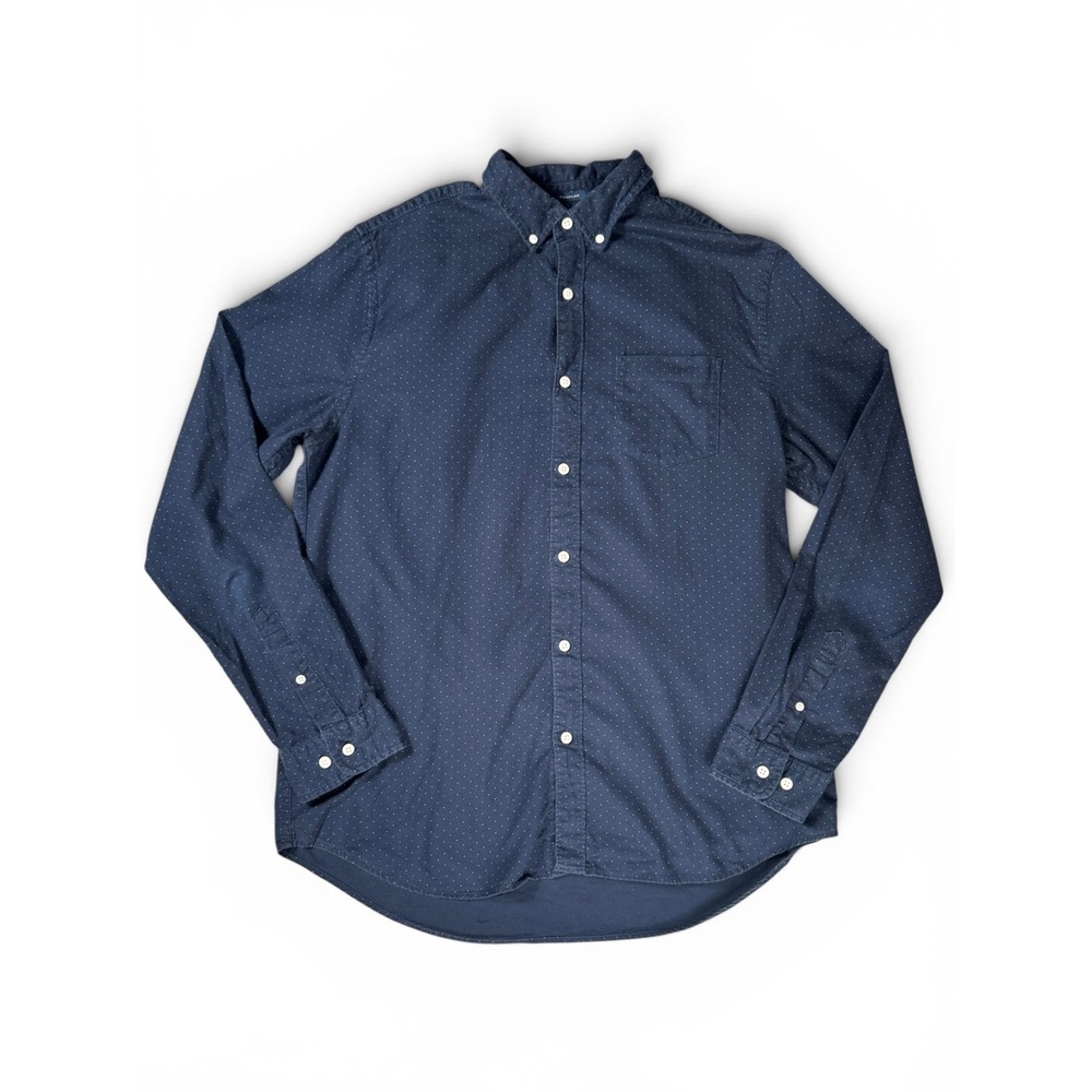 Hawker Rye Mens Navy Blue Micro Dot Button Down Shirt Long Sleeve L Tall Regular
